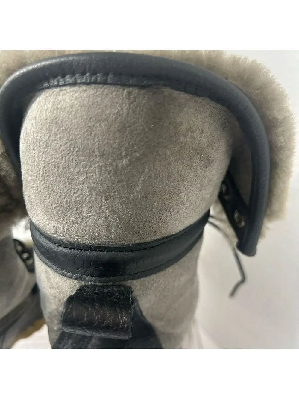 L.L.Bean Leather Wicked Good Shearling Lined Rubber Lace Up Snow Duck Rain Boots